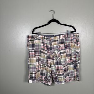 Orvis Madras Shorts Mens 42 Patchwork Plaid Pockets Flat Front Golf‎ Casual